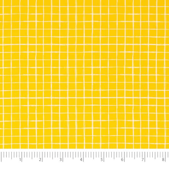 SINGER Yellow Gingham Cotton Fabric
